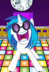 Size: 3236x4792 | Tagged: safe, artist:anthracksthepony, dj pon-3, vinyl scratch, pony, unicorn, g4, disco ball, female, maw, solo, yelling