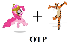 Size: 824x508 | Tagged: safe, pinkie pie, big cat, earth pony, pony, tiger, g4, basket, disney, exploitable meme, female, male, mare, otp, tigger, winnie the pooh