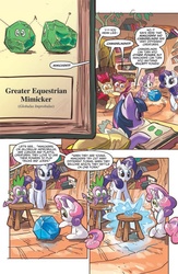 Size: 630x969 | Tagged: safe, artist:ben bates, idw, apple bloom, imp the mimicker, rarity, scootaloo, spike, sweetie belle, twilight sparkle, mimicker, g4, spoiler:comic, cutie mark crusaders