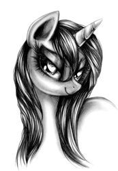 Size: 1062x1536 | Tagged: safe, artist:my-magic-dream, rarity, g4, female, monochrome, solo, traditional art, wet, wet mane, wet mane rarity