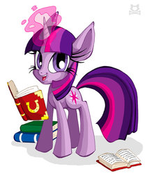 Size: 822x973 | Tagged: safe, artist:lillykitten, twilight sparkle, g4, book, female, happy, smiling, solo