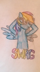 Size: 1836x3264 | Tagged: artist needed, safe, rainbow dash, g4, female, solo, sunglasses, swag, traditional art
