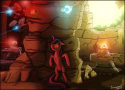 Size: 1057x755 | Tagged: safe, artist:bonaxor, twilight sparkle, pony, robot, unicorn, g4, bipedal, female, mare, quadcopter