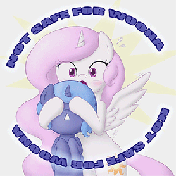 Size: 380x380 | Tagged: safe, artist:darkponysoul, artist:jdan-s, edit, princess celestia, princess luna, alicorn, pony, animated, blushing, cewestia, covering eyes, cute, female, filly, not safe for woona, pink-mane celestia, royal sisters, s1 luna, siblings, sisters, spread wings, wingboner, woona, young, young celestia, young luna