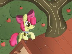 Size: 3000x2257 | Tagged: dead source, safe, artist:xonxt, apple bloom, earth pony, pony, g4, female, hammer, nails, solo