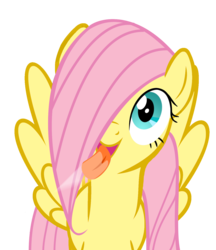 Size: 1280x1482 | Tagged: safe, artist:umbra-neko, fluttershy, pony, g4, cute, female, hair over one eye, licking, licking ponies, screen, shyabetes, simple background, solo, transparent background, vector