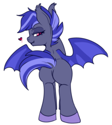 Size: 455x511 | Tagged: safe, artist:lulubell, oc, oc only, oc:night watch, bat pony, pony, butt, female, guardsmare, heart, mare, night guard, plot, royal guard, simple background, solo, transparent background