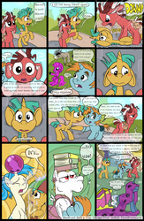 Size: 1300x2000 | Tagged: safe, artist:smudge proof, allie way, bulk biceps, cranky doodle donkey, pokey pierce, snails, snips, zecora, oc, donkey, earth pony, pegasus, pony, unicorn, zebra, comic:heads and tails, g4, balloon popping, book, bowling ball, clothes, comic, crying, dress, hot air balloon, party balloon, pencil, tutu