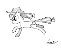 Size: 1000x800 | Tagged: safe, artist:ap0st0l, applejack, g4, female, monochrome, running, solo