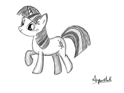 Size: 1024x768 | Tagged: safe, artist:ap0st0l, twilight sparkle, g4, female, monochrome, solo