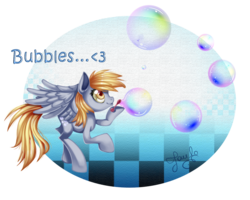 Size: 998x800 | Tagged: safe, artist:anthocat, derpy hooves, pegasus, pony, g4, bubble, female, heart, mare, solo