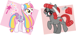 Size: 2553x1170 | Tagged: safe, artist:ivyhaze, oc, oc only, oc:fairy dust, oc:sassy scents, earth pony, pony, unicorn, glasses, solo