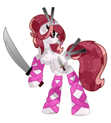 Size: 850x940 | Tagged: safe, artist:kitistraza, oc, oc only, crystal pony, solo, sword