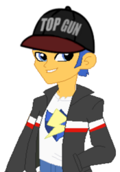 Size: 431x617 | Tagged: safe, flash sentry, equestria girls, g4, baseball cap, hat, male, solo, top gun