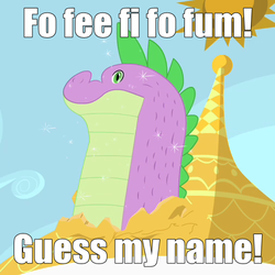 Size: 500x500 | Tagged: safe, edit, edited screencap, screencap, spike, dragon, g4, the cutie mark chronicles, aku's fairy tales, cropped, cutie mark chronicles spike, image macro, male, samurai jack, solo