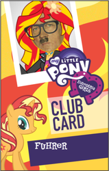 Size: 490x770 | Tagged: safe, sunset shimmer, pony, equestria girls, g4, official, adolf hitler, become an equestria girl, glasses, why sid why