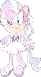 Size: 1311x2440 | Tagged: safe, artist:bluespeedsfan92, diamond tiara, earth pony, anthro, plantigrade anthro, g4, female, solo, sonic the hedgehog (series), sonicified, style emulation, traditional art