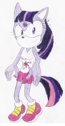 Size: 1632x3140 | Tagged: safe, artist:bluespeedsfan92, twilight sparkle, anthro, plantigrade anthro, g4, female, solo, sonic the hedgehog (series), sonicified, style emulation, traditional art