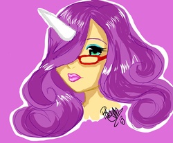 Size: 3000x2500 | Tagged: safe, artist:fawks666, rarity, human, g4, female, glasses, horn, horned humanization, humanized, solo