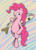 Size: 1280x1772 | Tagged: safe, artist:redcladhero, pinkie pie, fish, pony, g4, :p, bipedal, female, looking at you, smiling, solo, tongue out, wide eyes