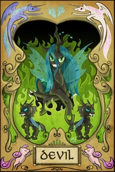 Size: 1204x1799 | Tagged: dead source, safe, artist:robd2003, queen chrysalis, changeling, changeling queen, g4, card, female, tarot card