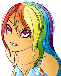 Size: 815x1015 | Tagged: safe, artist:jollyrogers5, rainbow dash, human, g4, bikini, clothes, female, humanized, solo, swimsuit