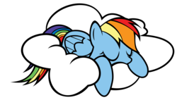 Size: 3588x2042 | Tagged: dead source, safe, artist:mahaugher, rainbow dash, g4, cloud, female, sleeping, solo