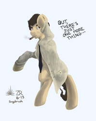 Size: 782x981 | Tagged: safe, artist:sagebrushpony, pony, bipedal, columbo, crossover, ponified, solo
