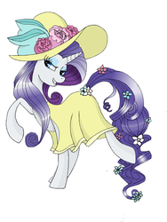 Size: 750x1000 | Tagged: safe, artist:chappy34, rarity, g4, clothes, dress, female, flower, hat, solo