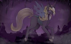 Size: 1920x1200 | Tagged: safe, artist:mscootaloo, oc, oc only, oc:queen vaspira, changeling, changeling queen, changeling queen oc, female, purple changeling, solo