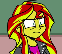 Size: 305x262 | Tagged: safe, artist:zicygomar, sunset shimmer, equestria girls, g4, antagonist, character request, cropped, female, reaction image, solo