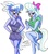 Size: 1210x1379 | Tagged: safe, artist:newyorkx3, cloudchaser, flitter, anthro, plantigrade anthro, g4, cleavage, clothes, dress, female, traditional art