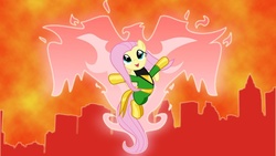 Size: 1024x576 | Tagged: safe, fluttershy, phoenix, g4, female, jean grey, solo, wallpaper, x-men