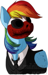 Size: 573x900 | Tagged: safe, rainbow dash, wolf, g4, clothes, female, mask, payday the heist, solo, suit