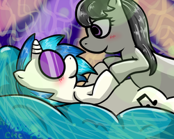 Size: 1280x1024 | Tagged: safe, artist:cloakinghexcontagion, dj pon-3, octavia melody, vinyl scratch, g4, duo, female, lesbian, ship:scratchtavia, shipping