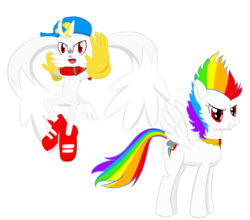 Size: 2456x2160 | Tagged: safe, artist:dumdodoor, rainbow dash, g4, crossover, klonoa, male, sonic the hedgehog, sonic the hedgehog (series), super klonoa, super rainbow dash