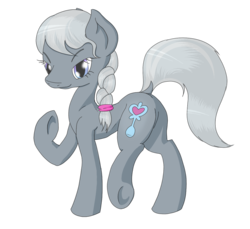Size: 1200x1100 | Tagged: safe, artist:fantasyglow, silver spoon, earth pony, pony, g4, braid, dock, female, looking at you, looking back, looking back at you, mare, older, older silver spoon, simple background, smiling, smiling at you, solo, transparent background, walking