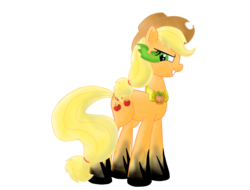 Size: 1600x1218 | Tagged: safe, artist:maybyaghost, applejack, earth pony, pony, g4, corrupted, element of honesty, evil, female, horseshoes, mare, possessed, simple background, solo, sombra eyes, transparent background