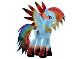 Size: 1600x1218 | Tagged: safe, artist:maybyaghost, rainbow dash, pegasus, pony, g4, corrupted, element of loyalty, evil, female, horseshoes, mare, possessed, simple background, solo, sombra eyes, spread wings, transparent background, wings