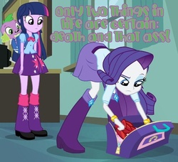 Size: 616x562 | Tagged: safe, rarity, spike, twilight sparkle, equestria girls, g4, cards against equestria girls
