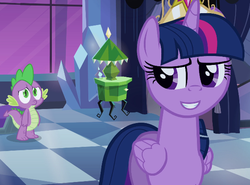 Size: 589x436 | Tagged: safe, screencap, spike, twilight sparkle, equestria girls, g4, inverted mouth