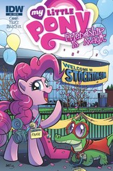 Size: 1000x1518 | Tagged: safe, idw, gummy, pinkie pie, g4, balloon, cover