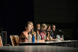 Size: 4928x3264 | Tagged: safe, human, bronycon, brenda crichlow, cathy weseluck, convention, irl, irl human, lee tockar, madeleine peters, michelle creber, nicole oliver, panel, photo, voice actor