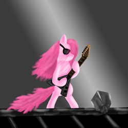 Size: 1500x1500 | Tagged: safe, artist:the-laughing-horror, pinkie pie, g4, female, guitar, solo