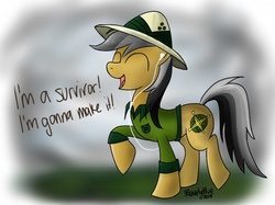 Size: 867x650 | Tagged: safe, artist:bravelyart, daring do, g4, destiny's child, earbuds, female, solo, song reference, survivor