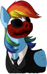 Size: 1107x1738 | Tagged: safe, artist:rendelline, rainbow dash, wolf, g4, clothes, crossover, female, mask, payday the heist, solo, suit