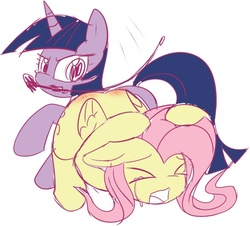 Size: 562x508 | Tagged: artist needed, safe, fluttershy, twilight sparkle, pegasus, pony, g4, butt, crying, female, mare, plot, reddened butt, riding crop, spank mark, spanked, spanking, twidom, whipping