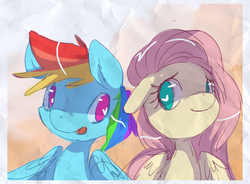 Size: 680x500 | Tagged: dead source, safe, artist:loyaldis, fluttershy, rainbow dash, pegasus, pony, g4, heart eyes, wingding eyes