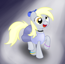 Size: 896x890 | Tagged: safe, artist:hip-indeed, derpy hooves, pegasus, pony, g4, bow, clothes, female, mare, skirt, solo