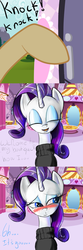 Size: 800x2400 | Tagged: safe, artist:ask-mademoiselle-rarity, applejack, rarity, ask mademoiselle rarity, g4, blushing, boutique, clothes, comic, day, discorded, female, lesbian, liarjack, ship:rarijack, shipping, sweater, tumblr, turtleneck